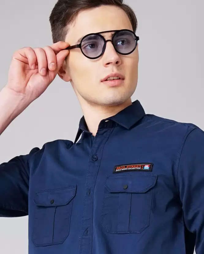 Over Size Shirt Men Light Blue Shirt - Image 5